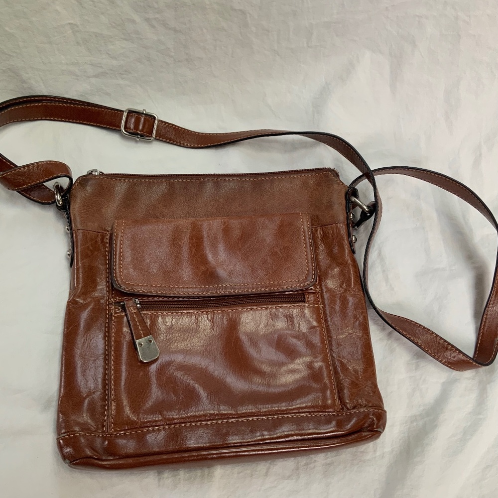 Brown Leather Crossbody Bag by Giani Bernini